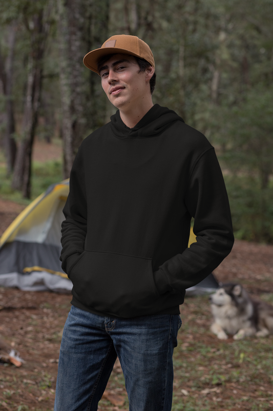 Black Regular Cotton Hoodie