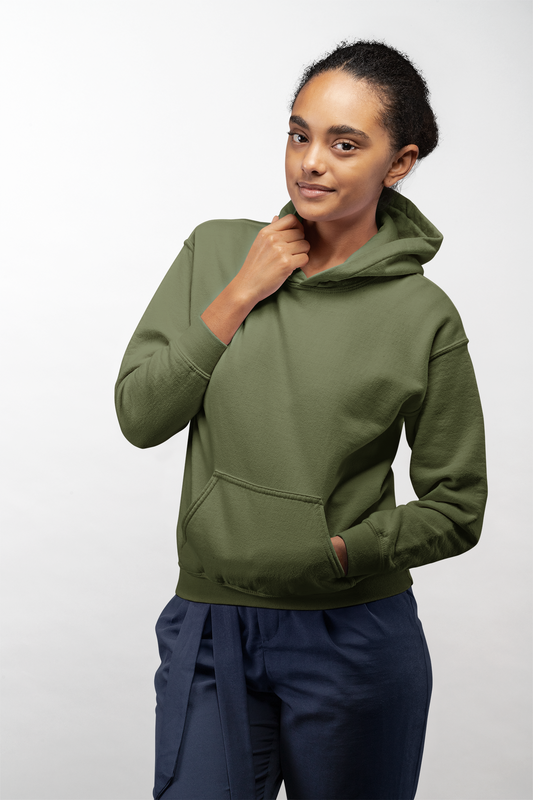 Army Green Regular Cotton Hoodie